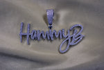 Cut Out style Cursive name plate Genuine Diamond Custom pendant