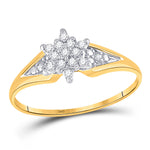 10kt Yellow Gold Womens Round Diamond Star Cluster Ring 1/10 Cttw