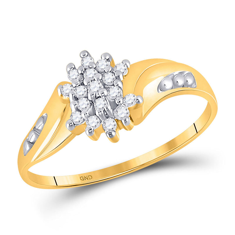 10kt Yellow Gold Womens Round Diamond Cluster Ring 1/8 Cttw