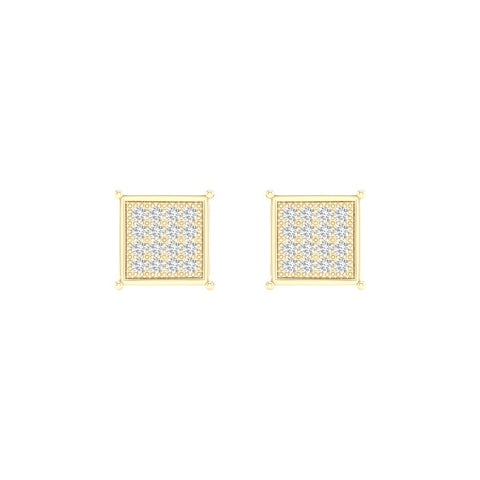 10KT 0.09- 0.10CT D- EARRINGS  "SQUARE"