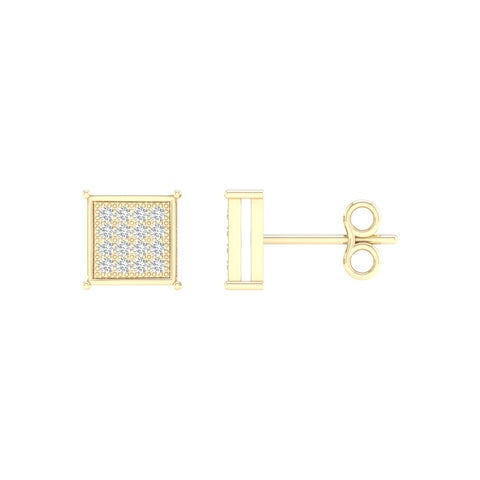 10KT 0.09- 0.10CT D- EARRINGS  "SQUARE"