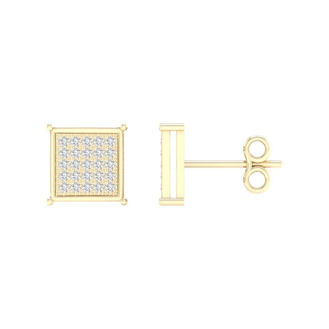 10KT 0.15CT D- MICROPAVE EARRINGS "SQUARE"