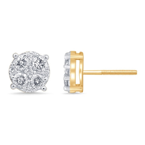 10K 0.98-1.04CT D-KING FLOWER EARRINGS