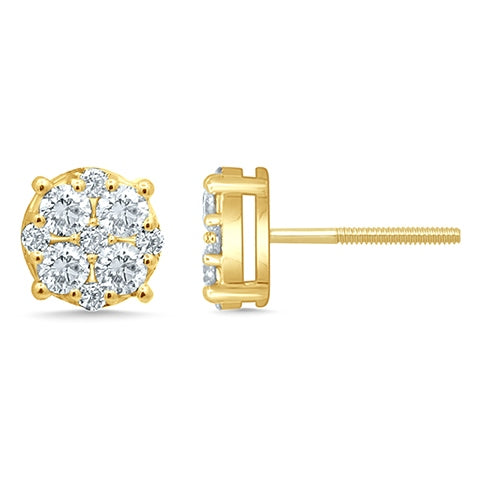 10K 0.72-0.76CT D- KING FLOWER EARRINGS