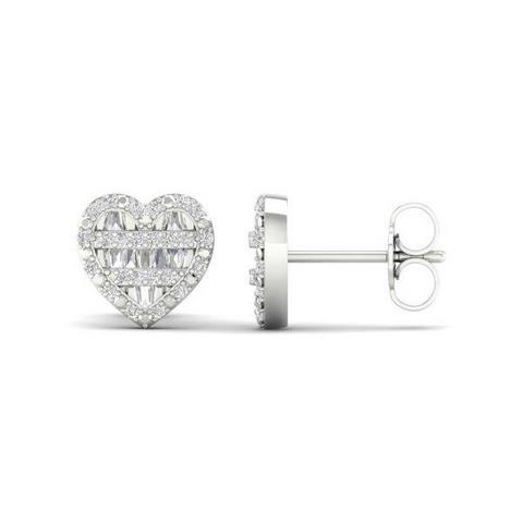 10K 0.22CT D-BAGUETTE EARRINGS"HEART"