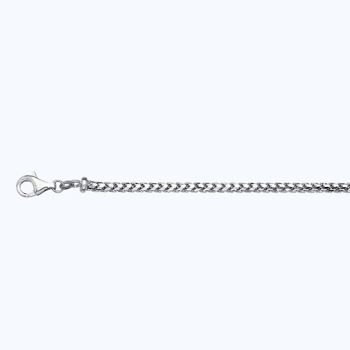 10KW 2.8MM SOLID DIAMOND CUT FRANCO 16 CHAIN NECKLACE",10K 2.8MM WHITE GOLD SOLID DIAMOND CUT FRANCO 16 CHAIN NECKLACE""