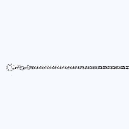 10KW 2.2MM SOLID DIAMOND CUT FRANCO 16 CHAIN NECKLACE",10K 2.2MM WHITE GOLD SOLID DIAMOND CUT FRANCO 16 CHAIN NECKLACE""