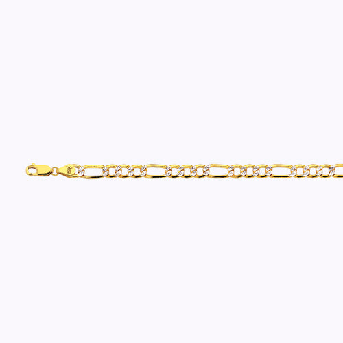 10K 6.5MM HOLLOW PAVE FIGARO 16 CHAIN NECKLACE"