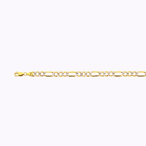 10K 5MM HOLLOW PAVE FIGARO 16 CHAIN NECKLACE"