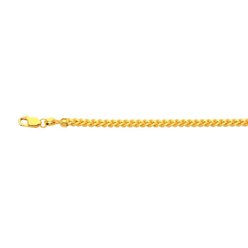 10KY 3MM HOLLOW FRANCO 16 CHAIN NECKLACE"