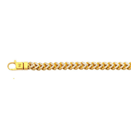 10KY 6MM HOLLOW PAVE FRANCO 16 CHAIN NECKLACE"