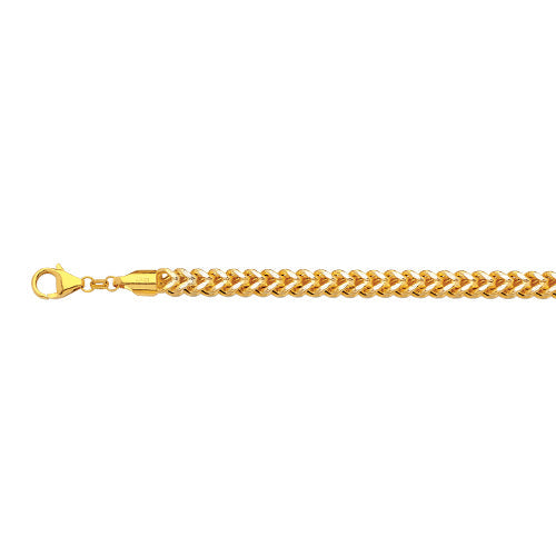 10KY 5.5MM HOLLOW PAVE FRANCO 16 CHAIN NECKLACE"