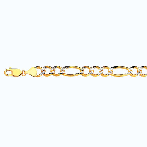 10KY 9.5MM SOLID PAVE FIGARO 20 CHAIN NECKLACE",10K 9.5MM SOLID PAVE FIGARO 20 CHAIN NECKLACE""