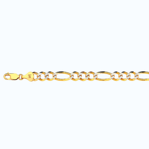 10KY 8MM SOLID PAVE FIGARO 16 CHAIN NECKLACE",10K 8MM SOLID PAVE FIGARO 16 CHAIN NECKLACE""