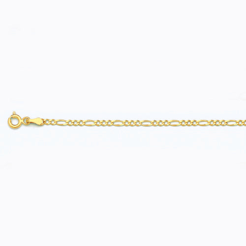 10KY 2MM SOLID FIGARO 20 CHAIN NECKLACE",10K 2MM YELLOW GOLD SOLID FIGARO 20 CHAIN NECKLACE""