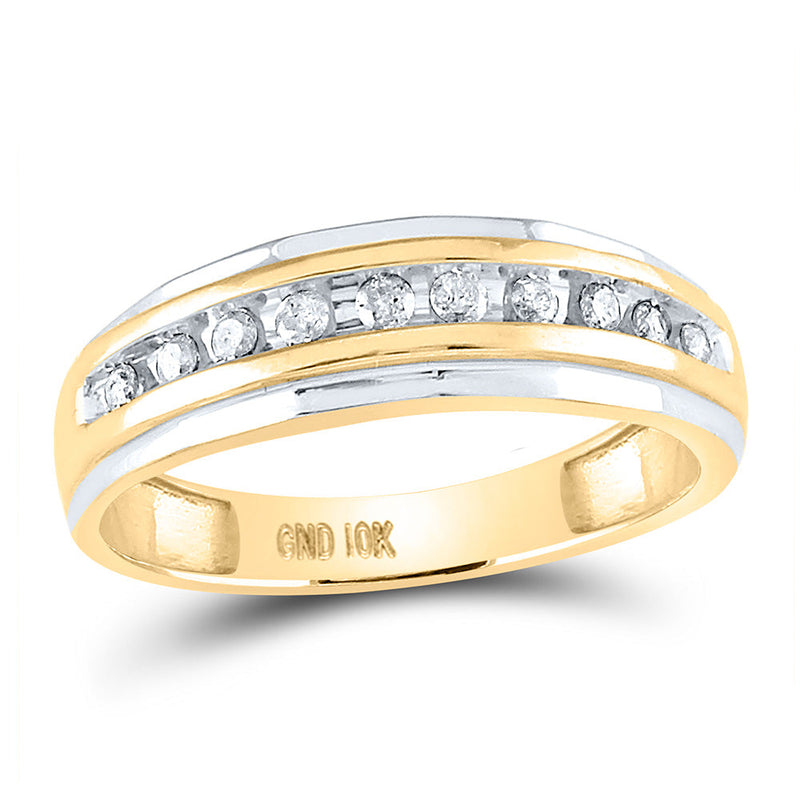 10kt Two-tone Gold Mens Round Diamond Wedding Band Ring 1/4 Cttw