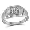 10kt White Gold Mens Round Diamond Square Cluster Ring 1/4 Cttw