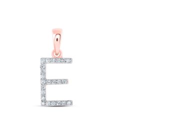 1/10CTW-DIA NICOLE INITIAL "E" PENDANT 10K