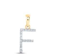 1/12CTW-DIA NICOLE INITIAL "F" PENDANT 10K