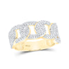 10kt Yellow Gold Mens Round Diamond Curb Link Cuban Band Ring 5/8 Cttw