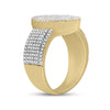 10kt Yellow Gold Mens Baguette Diamond Oval Cluster Ring 1 Cttw