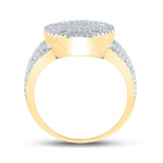 10kt Yellow Gold Mens Baguette Diamond Statement Cluster Ring 1 Cttw