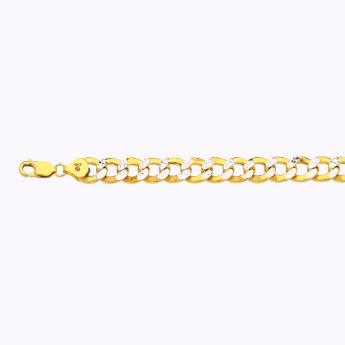 14KY 9MM HOLLOW PAVE CURB 16 CHAIN NECKLACE"