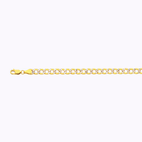 14KY 5.5MM HOLLOW PAVE CURB 16 CHAIN NECKLACE"