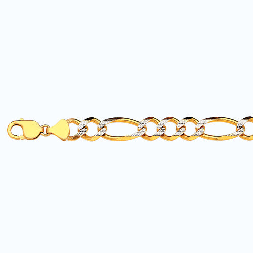 14KY 12MM SOLID PAVE FIGARO 16 CHAIN NECKLACE",14K 12MM SOLID PAVE FIGARO 16 CHAIN NECKLACE""