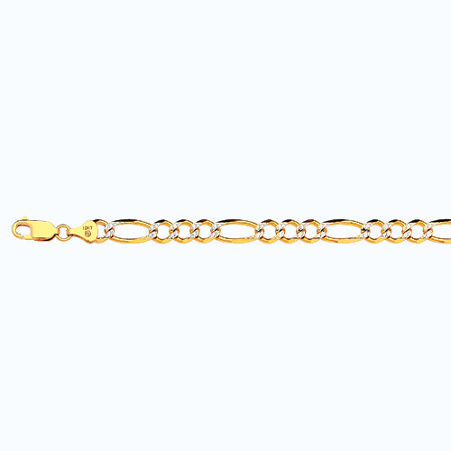 14KY 6.5MM SOLID PAVE FIGARO 22 CHAIN NECKLACE",14K 6.5MM SOLID PAVE FIGARO 22 CHAIN NECKLACE""