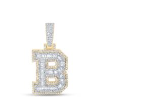 3/4CTW-DIA NICOLE INITIAL "B" PENDANT 10K