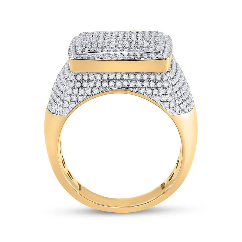 10kt Yellow Gold Mens Baguette Diamond Square Ring 2 Cttw