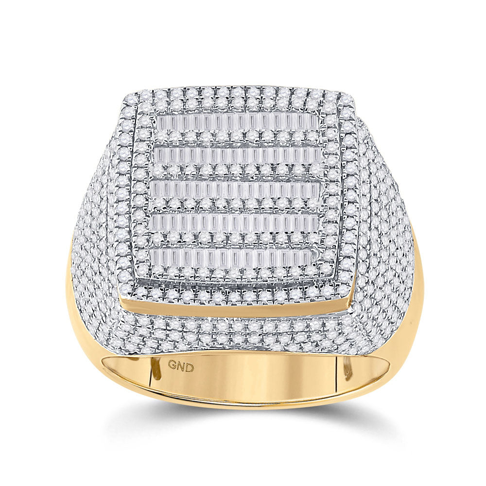 10kt Yellow Gold Mens Baguette Diamond Square Ring 2 Cttw