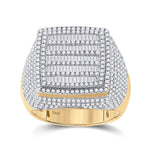 10kt Yellow Gold Mens Baguette Diamond Square Ring 2 Cttw