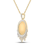 10kt Yellow Gold Mens Baguette Diamond Dripping Circle Picture Memory Pendant 1-7/8 Cttw