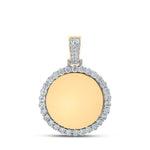 10kt Yellow Gold Mens Round Diamond Memory Circle Mirror Charm Pendant 3/4 Cttw