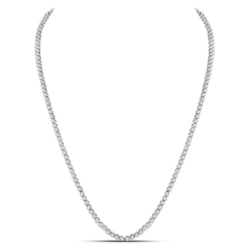 10kt White Gold Mens Round Diamond 22-inch Tennis Chain Necklace 10 Cttw