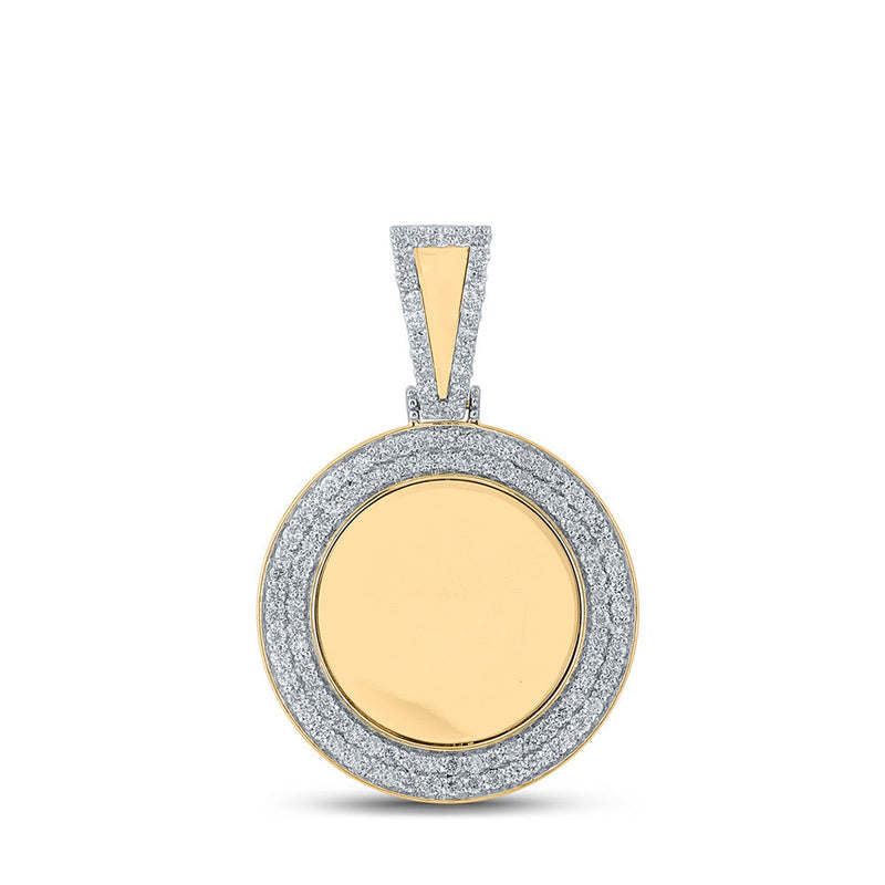 10kt Yellow Gold Mens Round Diamond Memory Circle Charm Pendant 1-3/8 Cttw