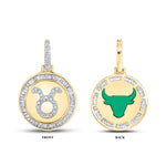 10kt Yellow Gold Mens Baguette Diamond Taurus Bull Zodiac Sign Charm Pendant 1/2 Cttw