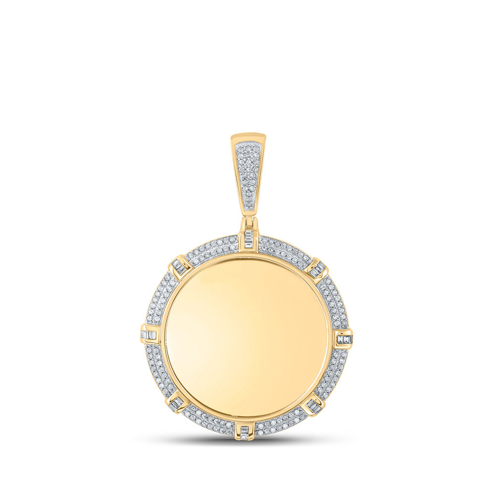 10kt Yellow Gold Mens Round Diamond Memory Circle Charm Pendant 5/8 Cttw