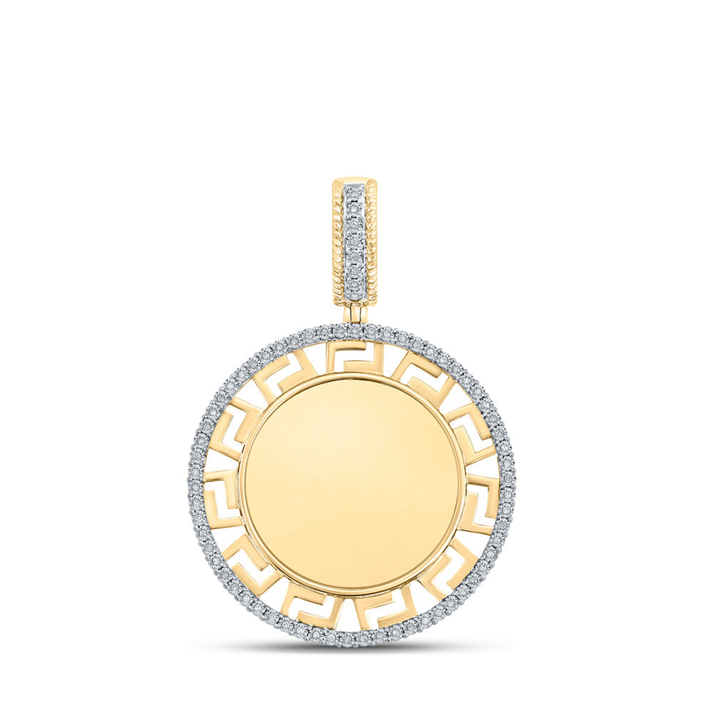 10kt Yellow Gold Mens Round Diamond Memory Circle Charm Pendant 1/5 Cttw