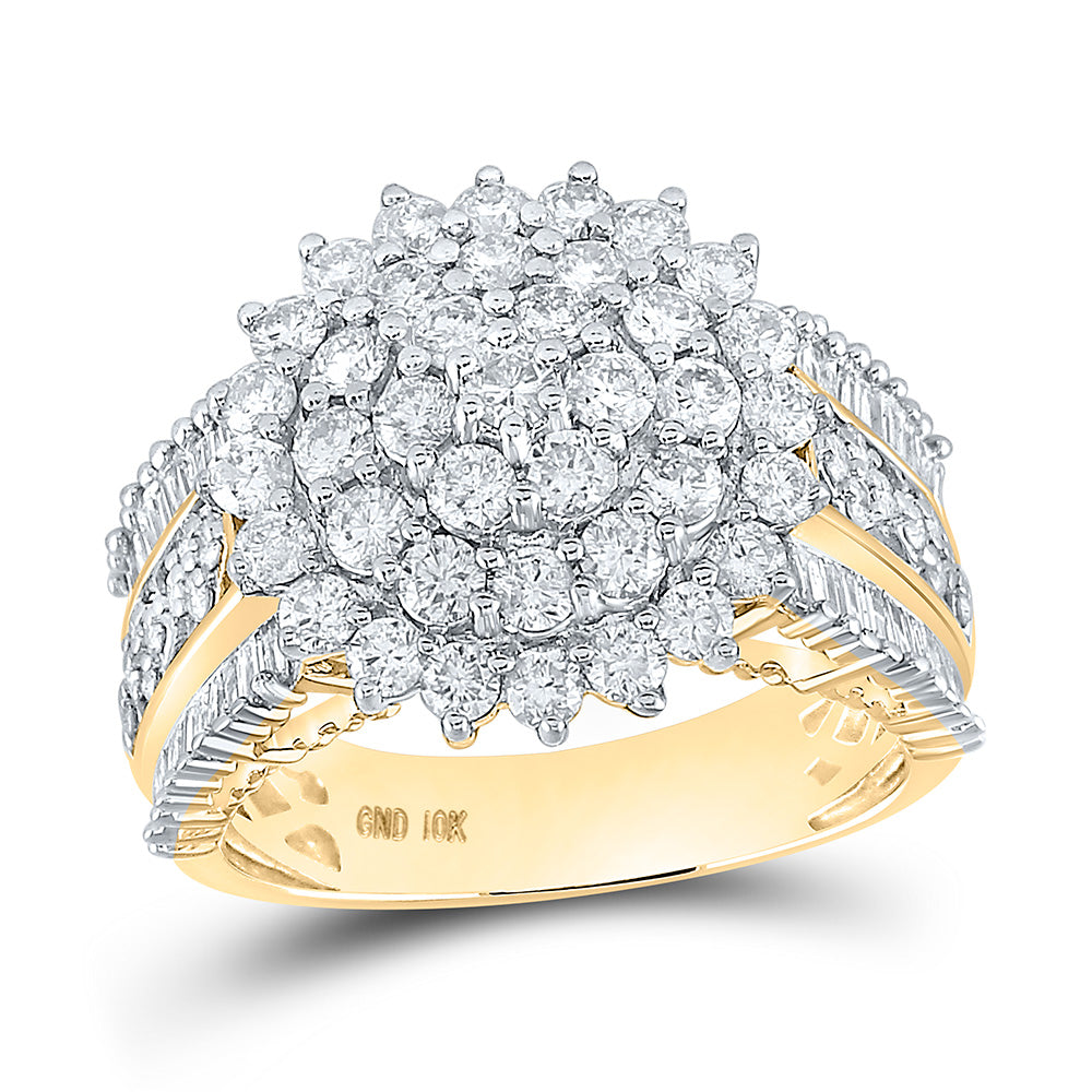 10kt Yellow Gold Womens Round Diamond Cluster Ring 2 Cttw