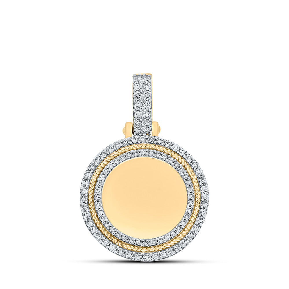 10kt Yellow Gold Mens Round Diamond Memory Circle Charm Pendant 1-1/4 Cttw