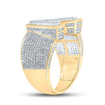 10kt Two-tone Gold Mens Round Diamond Initial A Letter Ring 1-1/4 Cttw