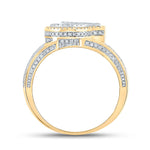 10kt Two-tone Gold Mens Round Diamond Initial J Letter Ring 1-1/5 Cttw