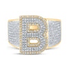 10kt Two-tone Gold Mens Round Diamond Initial B Letter Ring 1-1/5 Cttw