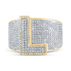 10kt Two-tone Gold Mens Round Diamond L Initial Letter Ring 1-1/5 Cttw