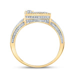 10kt Two-tone Gold Mens Round Diamond L Initial Letter Ring 1-1/5 Cttw