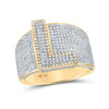 10kt Two-tone Gold Mens Round Diamond L Initial Letter Ring 1-1/5 Cttw