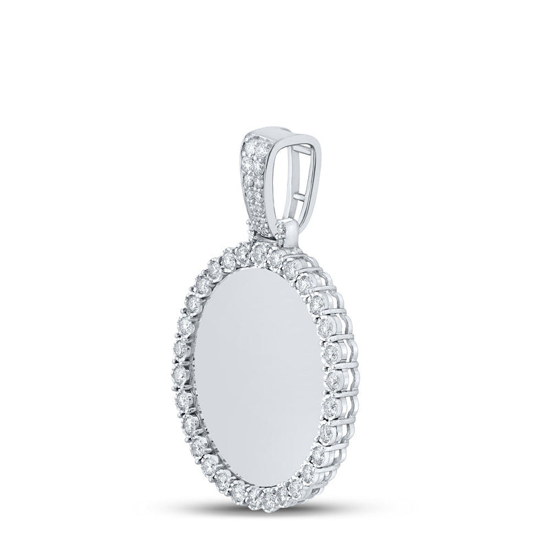 10kt White Gold Mens Round Diamond Memory Circle Charm Pendant 3/4 Cttw